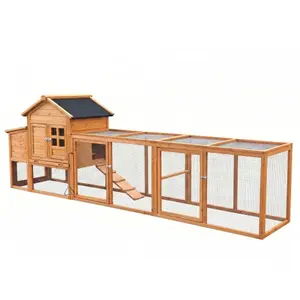SAYGOGO Large Wooden Chicken Coop with Nesting Box & Ramp, Weatherproof Fir Wood Poultry Hutch with Removable Tray & Asphalt Roof for 2–4 Chickens, Indoor Outdoor Pet House
