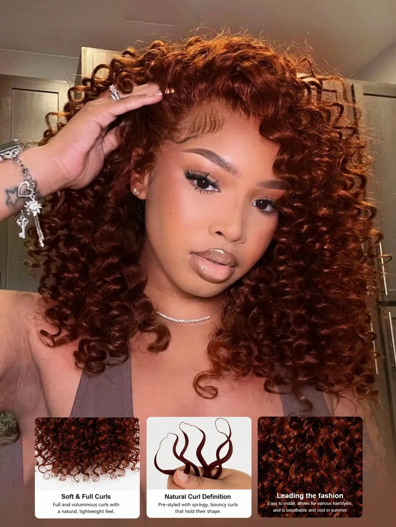 Burmese Curly Crochet Hair Reddish Brown Deep Wave Feather Crochet Hair For Women Braiding Miracle Knots  Kinky  50g / 200g Curly Feather Crochet Human Hair Pre-Separated Crochet Hair Time-Saving   Hair Warehouse