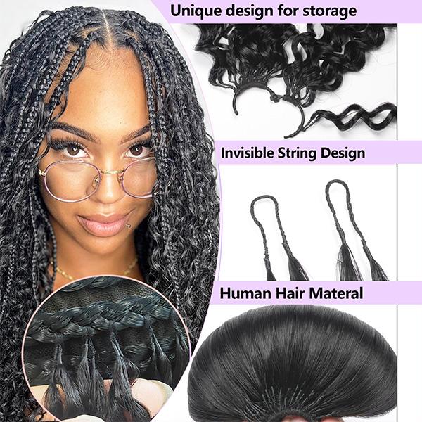 New 2026 ElNbeauty Jerry Curly Feather Crochet HumanHair Bundles, Lightweight Pre-Separated Super InvisiblyKnot and Durable Reusable Natural Black 100% HumanHair 16-24inches Optional