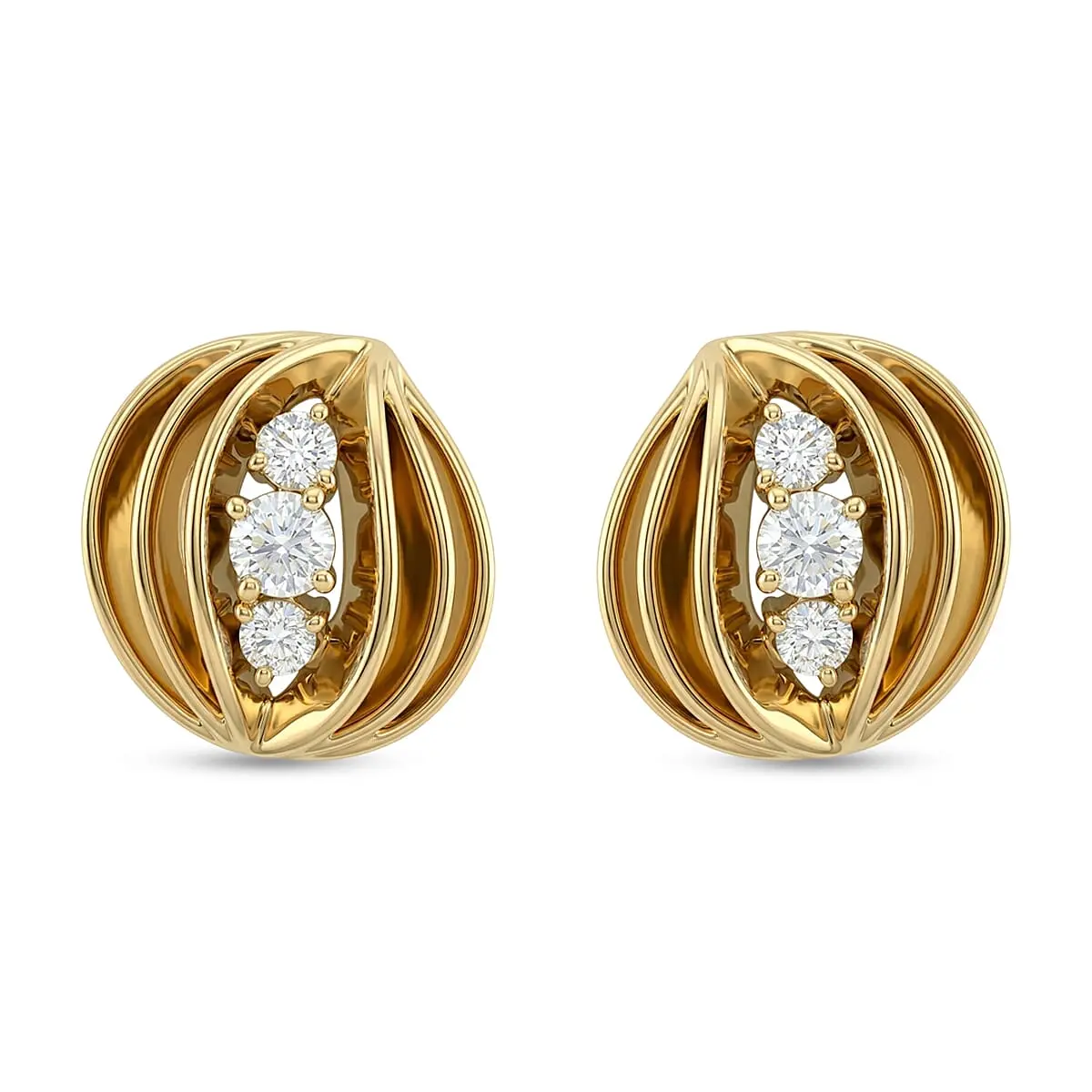 Clarte Starfall Collection Moissanite (Rnd 4mm) Studs Earrings in 14K YG Over Sterling Silver 0.90 ctw