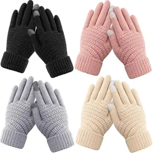 Womens Winter Gloves - Warm Soft Touchscreen Winter Gloves for Women, Elastic Cuff Knit Glove for cold weather