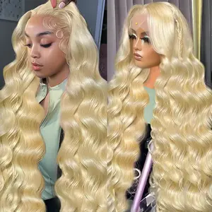 613 Lace Front Wig Human Hair 13x4 Transparent Lace Blonde Lace Front Wigs 613 Body Wave Lace Front Wigs Human Hair Pre Plucked 613 HD Lace Frontal Wig 180% Density