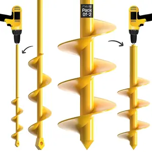 Garden Auger Drill Bit for Planting - Pack of (2) - 2"x14.5" & 3.5"x16" - Garden Spiral Hole Digging for Planting, Bulbs, Bedding  &  - Compatible with 3/8 Inch Hex Drive