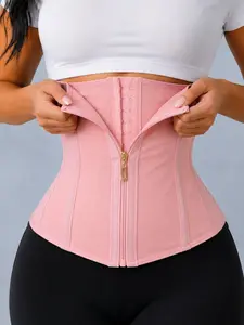 1 Count Women's Solid Color Zipper Adjustable Hook & Eye Closure Shapewaer Belts, Fajas, Waist Trainer, Sporty Tummy Control Waist Cincher for Yoga Workout, Sports Girdle, Waist Shaping Corset , Shapewear for All Seasons Daily Wear, Underwear