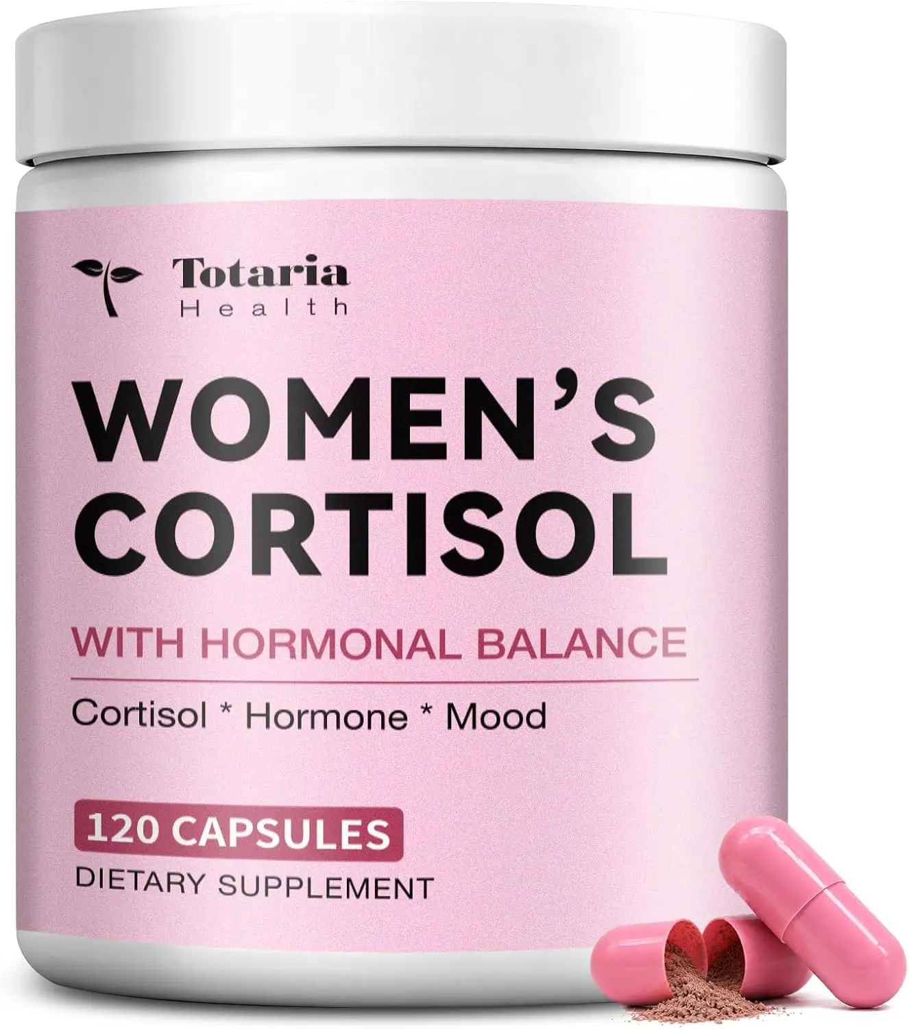 Totaria Women's Cortisol with Hormonal Balance | Stress Relief - Ashwagandha, L-Theanine, Magnesium, Myo-Inositol, Mood, Focus & Sleep Support, PMS* 120 Ct.