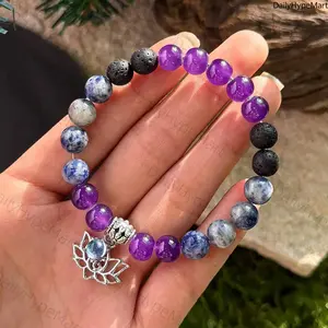 Lotus Pendant Chakra Healing Beaded Bracelet for Men & Women
