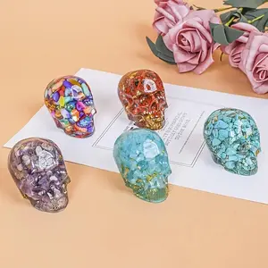 Boho Style Skull Design Ornament, 1 Count Creative Desktop Decoration, Desk Decorative Figurine for Home Office, Home Decor, Collectible Room Decor, Halloween