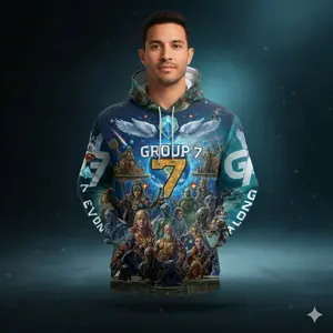 Group 7 Hoodie Sweatshirt with Detailed Character Artwork and Wings Design for Fans
