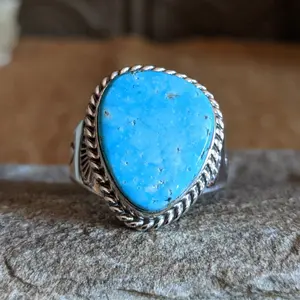 Kingman Turquoise Ring by Milton Lee SWSG-RNG-0033 Size 12.5