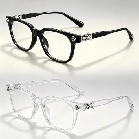 2pas Plastic Square Frame Eyeglasses, Casual Retro Style, Suitable for Daily Wear, College, Commuting, Home Use, Stylish Square Frames, Trendy Casual Frames, Trending Glasses, Square Frame Eyewear, Fashionable Frames Glasses, Fashion Glasses