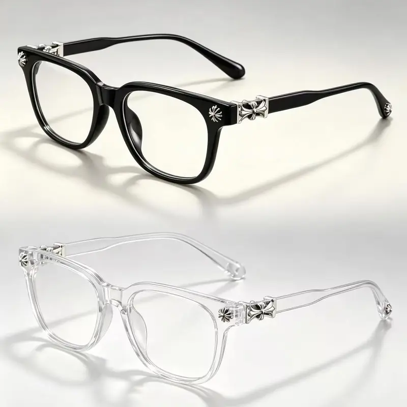 2pas Plastic Square Frame Eyeglasses, Casual Retro Style, Suitable for Daily Wear, College, Commuting, Home Use, Stylish Square Frames, Trendy Casual Frames, Trending Glasses, Square Frame Eyewear, Fashionable Frames Glasses, Fashion Glasses