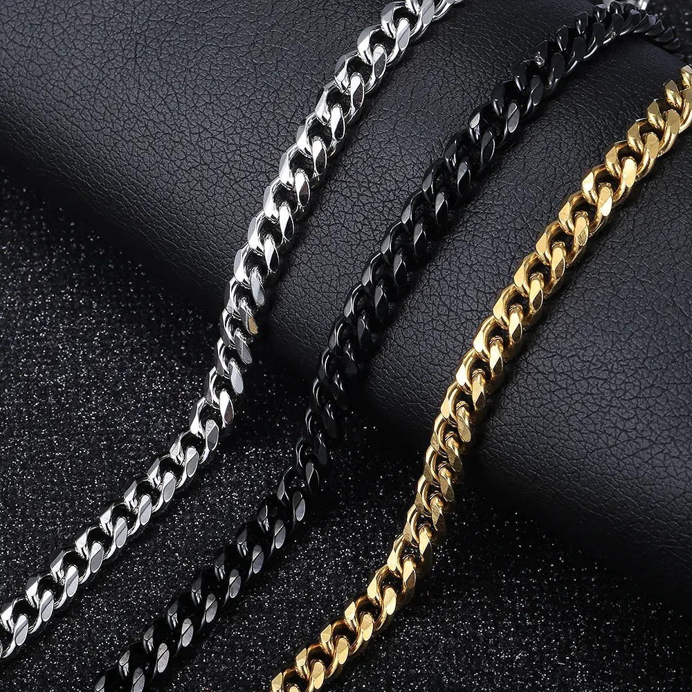 Hermah 3/5/7/9/11mm Cuban Curb Chain Stainless Steel Silvery Necklace Choker for Men Women Daily Jewelry 16-30inch Birthday Anniversary Gift
