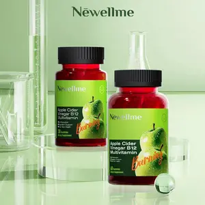 Newellme Apple Cider Vinegar Gummy Vitamins Vitamin B12 Gelatin Free Vegan Non GMO Boosts Immune Function Digestive Health Skin Hair Wellness Healthy Edible Dietary Supplement