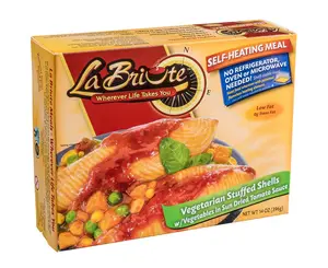 LaBriute Meals Vegetarian Stuffed Shells in Tomato Sauce – Self Heating Ready to Eat Entrée w/Snack |13g Protein, Low-Calorie Pre-Packaged Lunch or Dinner | Shelf Stable, Fully Cooked, No Refrigeration Needed|Glatt Kosher | 12 oz Serving
