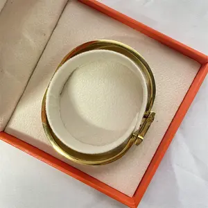 Orange Enamel Bracelet Gold Tone Bangle for Women Men Summer Gift TikTok Fashion Jewelry Stackable Wrist Accessory Trendy 2026