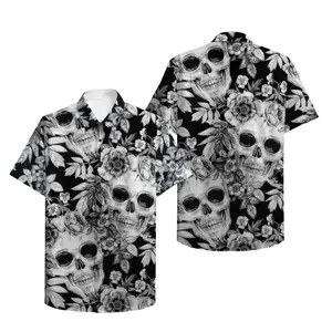 3D Print Aloha Skull Hawaiian Shirt Unisex Adults S-5XL