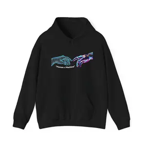 Human + Machine graphic Hoodie | Futuristic Hands illustration, cybernetic vs organic