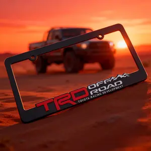 2-PC Black ABS Off-Road License Plate Frames for Tacoma Tundra 4Runner RAV4 Highlander Rugged Racing Style for Daily Aggressive Matte Finish Logo-Free OEM Fit & Off-Road Use