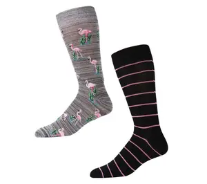 Memoi Men's Bamboo Blend Flamingo Crew Socks 2-Pack