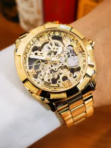 1pc Luxury Square Skeleton Automatic Mechanical Watch for Men Luminous Hands Top Brand Stainless Steel Strap Business Casual Mens Watches Top Brand Wristwatches Gifts