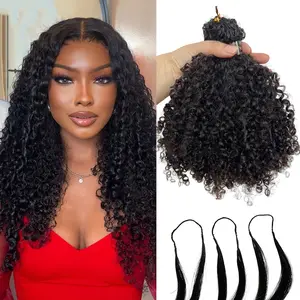 Kinky Curly Crochet Human Afro Hair Bundles Feather Knotless Micro Twist Pre Loop Crochet Hair Pre Separated Appearance Natural for Black Women