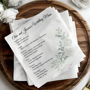 Custom Wedding Napkins - Menu Napkins
