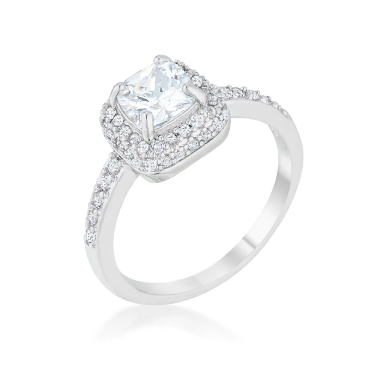 212 MAIN Women's Classic Vintage Prong-Set 1.5 CT Cubic Zirconia Rhodium-Plated Art Deco Solitaire Ring - Clear, Size 10