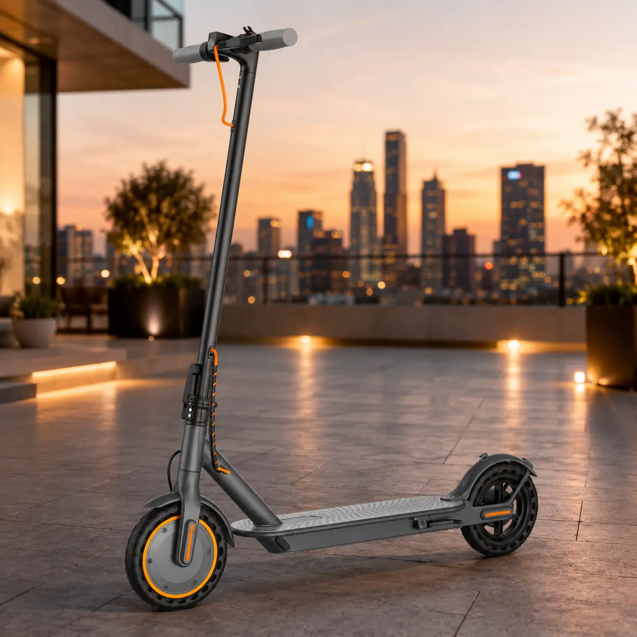 Portable Foldable Electric Scooter for Adults, 19MPH Speed, 22 Miles Long Range, Fast Charging Battery, Shock Absorbing Solid Tire Urban Commuter E-Scooter