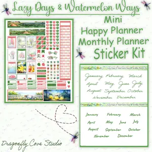 Mini Happy Planner Monthly Lazy Days & Watermelon Ways Planner Sticker Set