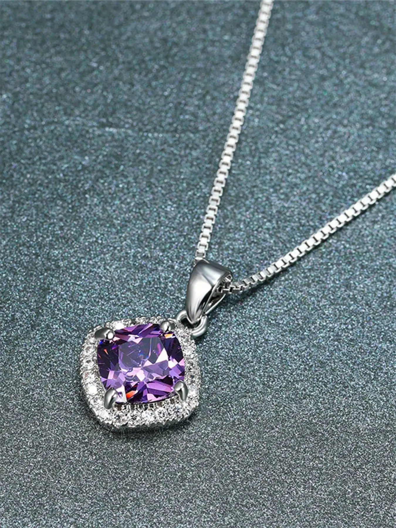 1 PC Gorgeous Purple Cubic Zirconia High End Exquisite Chain Jewelry Necklace Pendant For Women Valentine's Day Gift Wedding Jewelry Cubic Zirconia Necklaces