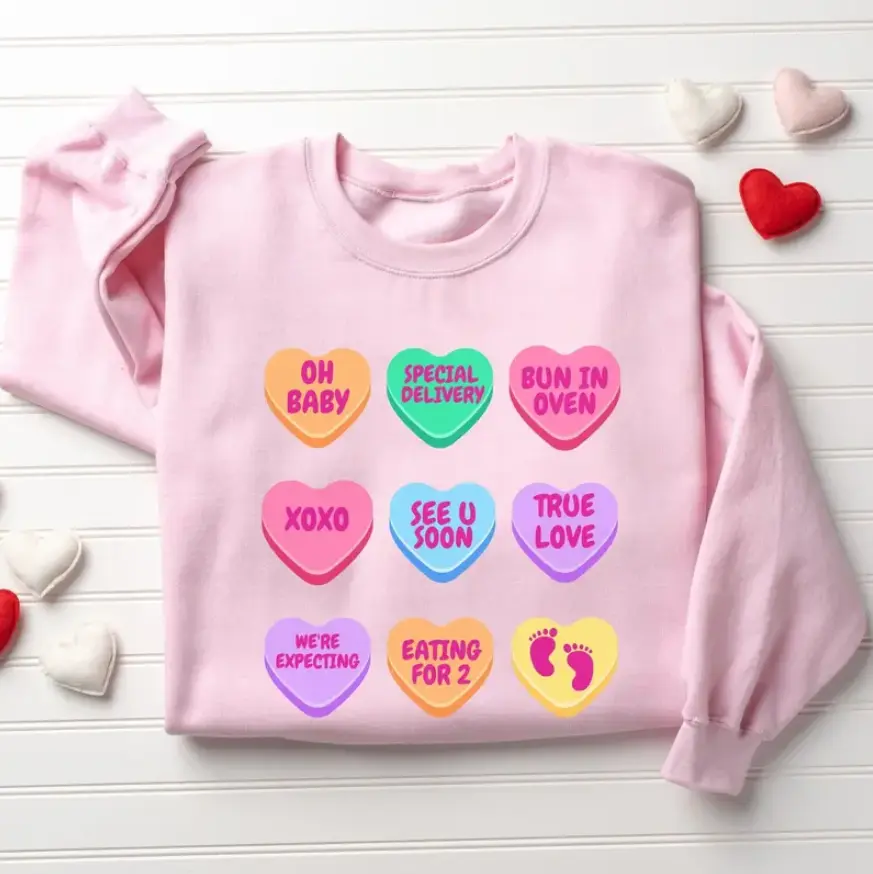 Pregnancy Announcement Gift Valentine Baby Reveal Valentine's Day Sweatshirt - Pregnancy Shirt Gift For New Mom Maternity Valentines Shirt Pregnant Shirt