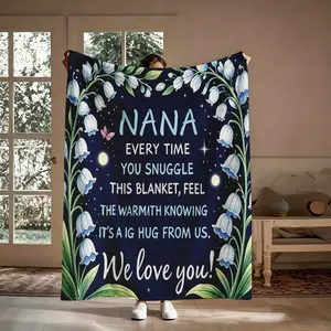Nana Flannel Blanket, Lily Of The Valley Grandma Love Letter Soft Throw, Cozy Warm Blanket For Sofa Bed Travel, Gift For Grandmother From Grandkids, Birthday Mother's Day Thanksgiving Keepsake Decor
