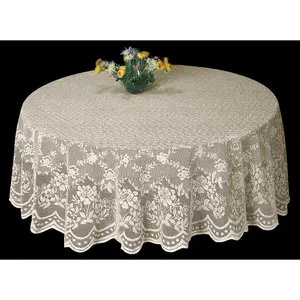 AdonisUSA 70 inch Round Lace Tablecloth with Floral Pattern for Birthday Party Wedding Reception 100% Polyester Machine Washable Table Decor