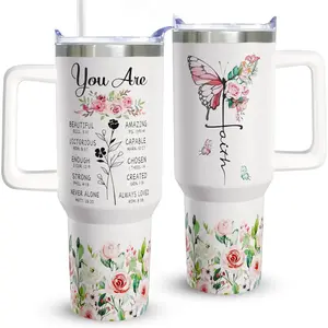 Christian Gifts For Women Religious Gifts Encouraging Inspiration Gift for Mom on Mother's Day - 40oz Christian Tumblers With Handle Straw and Lid Faith Tumbler Cup Christian Travel Coffee MugStylish Hydration Traveler