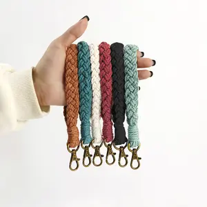 Women's Wristlet Lanyard Keychain Boho Macrame Design Handmade Braided Keychain Charm