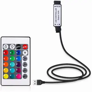 DC5V 24 Key IR Remote Controller with 1m USB Inline IR Controller for 5050 2835 RGB LED Light Strip
