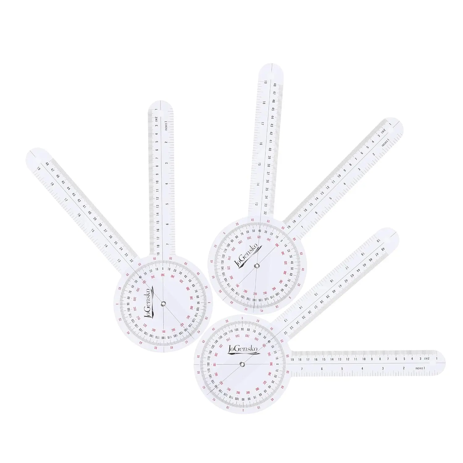 12 Inch Goniometer for Orthopaedic Use, 360 Degree Large Size Plastic Goniometer,Physical Therapy Angle Protractor Ruler for Knee Joints, Elbow, Shoulder or Hip, 3 Pieces (3)