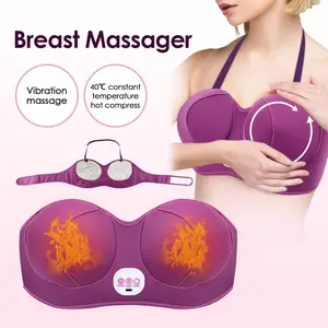 Portable Breast Massager, Vibration Massage, Heat Compression, 5 Modes, 3 Adjustable Levels, Adjustable Strap, Suitable For Different Bust Shapes