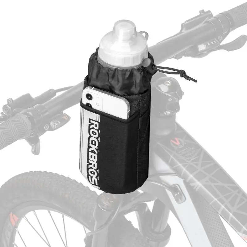 ROCKBROS Bike Water Bottle Holder Bag Bike Bag Handlebar Stem Bag Bicycle Cup Drink Holder Insulated Stem Bag  Bike Accessories Storage Pouch Bag for Mountain Road Bike