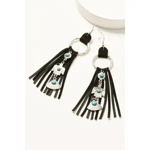 Garland Thunderbird Leather Fringe Earrings