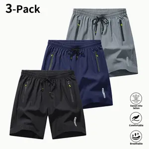 Men’s Lightweight Quick-Dry 3-Piece Sports Shorts Set | Breathable Running, Fitness, Cycling Shorts with Zipper Pockets for Summer Outdoor Casual Sports