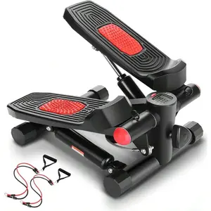 Mini Stepper for Exercise at Home Hydraulic Twist Stepper with Resistance Bands aerobic Stair Stepper Machine 330LB Capacity