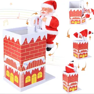 Electric Chimney Climbing Santa Claus Music Toy, Desktop Decoration, Up Down Moving Christmas Decor, Unique Gift Idea