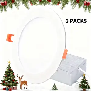 Christmas Decorative Recessed LED Light Fixture 6-inch Available in 6-Piece or 3-Piece Sets Supports 5 CCT Color Temperatures For Free Switching ltra-Thin Panel Design Dimmable for A Soft Glow Minimalist and Aesthetically Pleasing Installation lights lamp