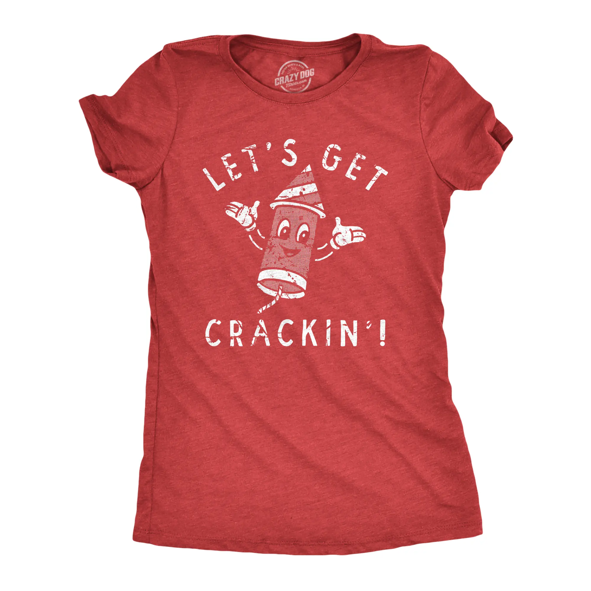 Womens Lets Get Crackin T Shirt Funny Fourth Of July Firecracker Tee for Ladies Funny Womens T Shirts Cute Vintage Fashion Casual Ladies T-Shirt Gift Patriotic Tops for Women Women's Novelty Tees Red -