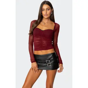 Edikted Women's Tristina Ruched Mesh Bra Top