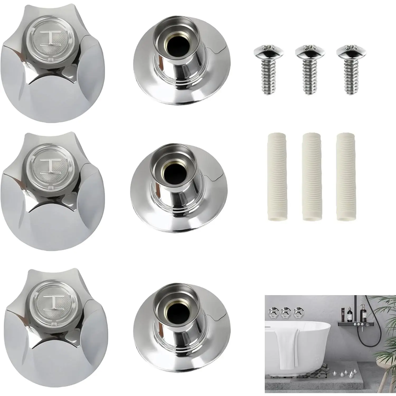 81428 Bathtub and Shower Knobs 3 Piece Replacement Kit for Price Pfister Tub/Shower Handle - Pfister Shower Handle Replacement Parts