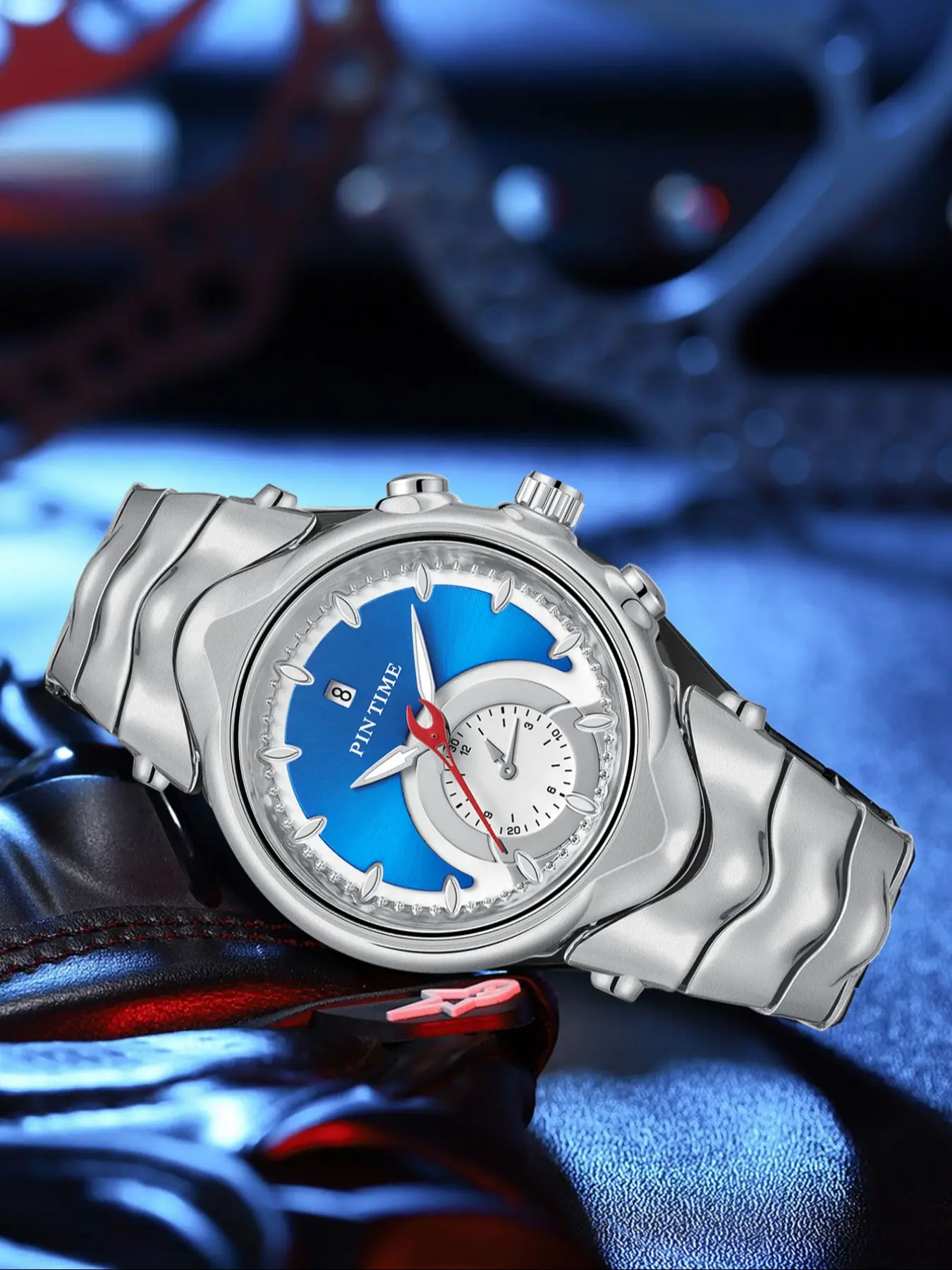 Men's Y2K Analog Quartz Watch, Creative Blade Design, Vintage Style, Fashion Calendar, Waterproof, Unique Design, Retro Men's Wristwatch, Modern Fashionable Wristwatch, Casual Round Dial