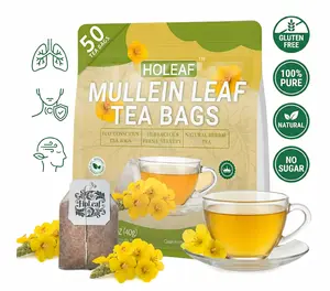 HOLEAF Mullein Leaf Tea | Lung Cleanse Detox, Respiratory Support, Caffeine-Free Herbal Tea for Smokers Lung & Mucus Relief (50 Bags)