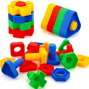 20 Piece Screw Block Toy Set, Plastic Nut Shape Toys, Building Blocks, Unique Shape, Educational Toy, Cognitive Development, Halloween Christmas Gift, Best Christmas Choice